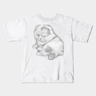 Cute Pomeranian Pencil Artwork Kids T-Shirt